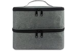 FAMKIT Borsa organizer per smalti, a doppio strato, custodia da viaggio personalizzata per smalti, con fori per 30 flaconi (0,5 fl.oz) per strumenti per manicure, Grigio, alla moda