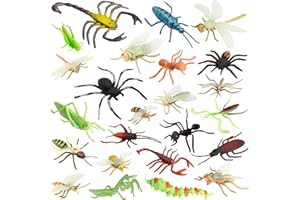 Pinowu Owad robak zabawki figurki dla dzieci chłopców (24 sztuki), sztuczne robaki - sztuczne pająki, karaluchy, skorpiony, krykiety, panie robaki, mantis i robaki dla edukacji i przysługi przyjęcie