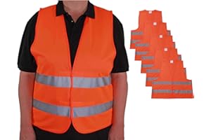 4business 5 Stück Kfz Warnwesten orange EN ISO 20471 für Erwachsene 2XL/3XL TÜV-geprüft waschbar