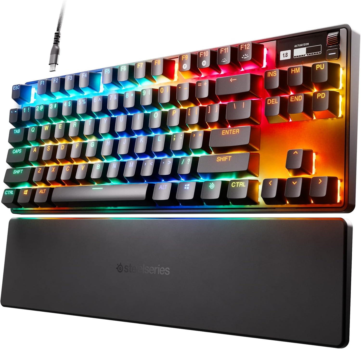 SteelSeries Apex Pro TKL (2023) - Teclado gaming HyperMagnetic – El más rápido del mundo - Accionamiento ajustable - Esports TKL - RGB - Teclas PBT - USB-C - Teclado inglesa (QWERTY)