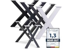 HOLZBRINK Tischbeine Metall Schwarz X-Form | Design Tischkufen/Tischgestell für Couchtisch, Esstisch, Schreibtisch, Sitzbank | 1 Stück Möbelfüße 40x43 cm