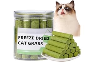 ASPUIC 16Pcs Cat Grass Teething Stick,Natural Catnip Chew Sticks,Freezed Dried Cat Grass Sticks,Cats Gra/ss Stick Snack,C/at Teeth Cleaning Sti/cks,Catnip Toys,Ca/t Hairball Remove And Teeth Cleaning
