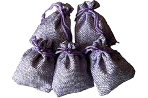 3drom 5 Lilac Hessian Bags filled with Natural Organic French Provence Lavender 7x9 Sized Sachets