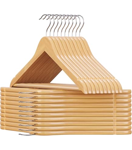 10 Stück Holz-Kleiderbügel - Mit Hosensteg & Rockeinschnitten