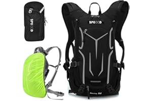 SPGOOD Zaino bici 20L/25L/30L Impermeabile Traspirante per Uomo e Donna con Parapioggia Copricasco Zaino Moto Zaino Sportivo per Ciclismo Escursionismo Campeggio MTB