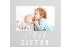 Pearhead Me & My Sister Sentiment Photo Frame, Big Sister or Brother Gift, Sibilng Pictures, Grey