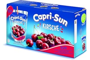 Genérico CapriSun Cereza - 10 Unidades - Zumo Capri-Sun Cereza - Caja de 10 Caprisun de 200 ml - Sabor Cherry - Sin Gluten - Sin Azucar Añadido