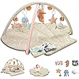 Suihuooo Baby Play Mat, Ocean Shell Theme Playmats & Floor Gyms, Baby Play Gym with 6 Detachable Activity Toys, Early Sensory Development Play Mat for Infant & Newborn (Beige)