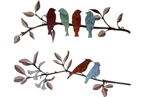 BGJJGT Decoración de jardín de metal, 2 piezas de adornos de pared de pájaros, decoración de pared de jardín de metal para exteriores e interiores, decoración del hogar