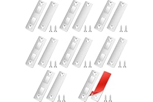 LUXECOVE Juego de 8 imanes puertas armario, parches magnéticos ultrafinos para cerraduras de puertas, iman adhesivo, cerraduras para puertas de cierre de muebles con tornillos, iman adhesivo