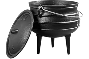 eurNhrN Chaudron 0,8 L Witches Cauldron avec Couvercle et Manche de Camping Potage de Cuisine Four hollandais avec 3 Longues Jambes en Fonte de Chaudron à mijot