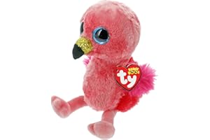 TY 36848 Beanie Boos Animals, Plush Toy Gilda Pink Flamingo, Multicolored, 15 cm