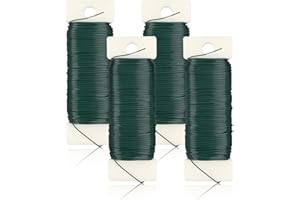 HXC 4 Rolls Florist Wire, 0.7mm x 35m Green Floral Wires for Wreath Making, Flower Arrangements & Crafting