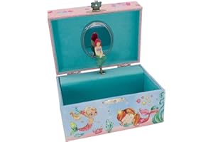 GICO Meerjungfrau Schmuckkästchen für Mädchen, drehende Meerjungfrau mit Musik, großes Staufach, Geburtstagsgeschenk Mädchen Schmuckbox Kinder 15 x 13 x 9 cm - 92063