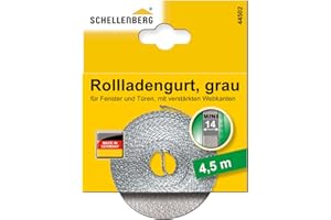 Schellenberg 44501 Roller Shutter Strap for Window (Width: 14 mm, Mini System: 4.5 m), Grey, 44502