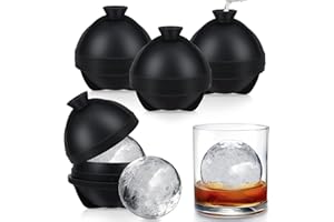 BOCHION Ghiaccio Stampo Sfera, Set di 4 Stampo Ghiaccio Silicone Senza BPA, Stampo Per Ghiaccio XXL con Coperchio e Rilascio Facile, Forme Per Ghiaccio Riutilizzabili per Bevande Fredde, Whisky e Cocktail