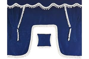GENERIC Tende per camion - Set completo di 7 pezzi in blu con nappe bianche