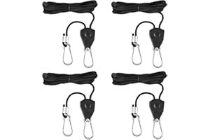 CONNEXTION 4 Stück Ratchet Hanger, Verstellbarer Seilspanner, Seilzug mit Ratsche, 2.4m Seilzugratsche für Pflanzenventilator Licht Zimmerpflanzen