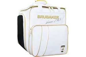 BRUBAKER 'Super Grenoble' - Sac à Chaussures de Ski/Sac Casque/Sac à Dos - Système de Transport Intelligent - Blanc/Doré