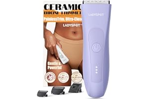 ‎MANSPOT Elektrischer Rasierer damen Intimbereich, Intimrasierer für Frauen, Damenrasierer Intimbereich mit 3 Schutzvorrichtungen und Auswechselbaren Keramikklingenköpfen, Trimmer Damen Intimbereich (Helllila)