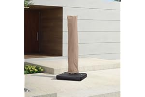 PURPLE LEAF Sonnenschirm Schutzhülle 280 x 61 cm, Abdeckhauben für Ampelschirm Groß mit Reißverschluss und Stab, UV-beständig Wasserabweisend, Beige