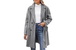 CMTOP Long Manteau Femme Hiver Manteaus En Laine À Double Boutonnage Veste À Revers Trench-Coat Epaissie Chic et Élégant Blazer Nizi Coupe-Vent Couleur Unie Classique
