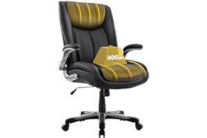 COLAMY Big and Tall Office Chair 400lbs, Large Heavy Duty High Back Executive Computer Office Desk Chair Flip-up Arms Wide Thick Seat for Home Office (Black)
