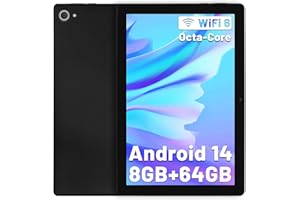 Eksvefot Android 14 Tablet, 10 Inch Tablet Octa-Core 8GB+64GB(TF 1TB), Android Tablet 1280x800 HD IPS Tablet Wi-Fi 6 Model/Widevine L1/5000mAh/Dual Camera/Face ID Tablet PC 2024 - Black