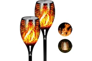 ‎FLOWOOD FLOWood Solarleuchten für Außen Garten 2 Stück, 96LED GROßE Solarfackeln für Außen Flackernd 110cm Höhe, Solarlampe für Außen IP65 Wasserdicht, Solar Fackel Gartenfackeln Automatische Ein/Aus