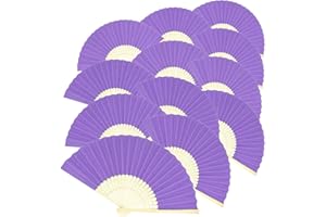 Woohome 15 Pz Ventilador de Papel de Bambú Plegable Mano Ventilador para Decoraciones de Bodas, Fiestas, Bailes, DIY (Púrpura)