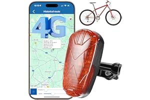 Winnes Rastreador GPS para Bicicleta 4G, luz Oculta para Bicicleta, rastreador GPS sin suscripción con SOS, 1800 mAh, 1800 días, rutas históricas, reproducción, Geo-Fence iOS, Android, SMS/App/Web