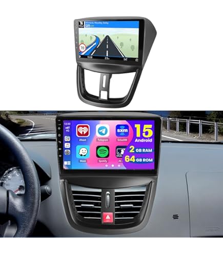 Autoradio 2 Din Autoradio Android 7" Pour Peugeot 207 (2006-2015) - CarPlay/Android Auto/DAB+/GPS Apple Carplay 207 Peugeot
