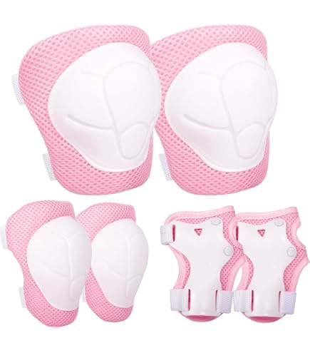 Kit De Protection Enfant UIEXAY – 6 Pièces : Genouillères, Coudières, Protège-poignets – Pour Roller, Skateboard, Vélo – Rose – Respirant Et Ajustable