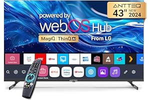Antteq Smart TV 43 inch MagiQ 43" 4K UHD webOS TV, ThinQ AI MEMC Work with Alexa 2024 Black Television