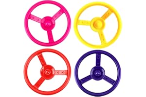 Haconba 4 Pack Steering Wheel Playset Plastic Swingset Steering Wheel with Mounting Tools for Kids Garden Backyard Playroom Treehouse Playground (Color Set 3)