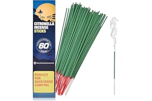 HERBTALE Citronella Incense Sticks Outdoors 60 Pieces per Box, for Patio/Citronella Oil/Lemongrass Oil/Made from Natural Plants