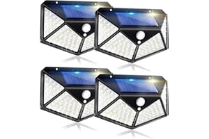 SKYLILY Outdoor Solar Lights,Solar Security Lights 100 LED,Solar Powered Light,Outdoor Lights,Smart Sensor, Weatherproof, Wall lamp Suitable for Courtyard Decoration, Doorway Decoration，4 Pack