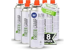 GREEN CAMP Greencamp - Cartuchos de gas de 227 g (fabricados en Europa), ideales para cocinas de gas, calefacción de gas, quemadores de malas hierbas o hornillos de camping, cartucho de gas butano tipo MFS, 1 A
