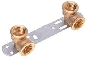 Aqbau® Montageeinheit, Montageplatte, Wandscheibe Für Badezimmerarmaturen, Wasser Trinkwasser Messing Metall, Montageplatte wasseranschluss 1/2x1/2" Abstandsmaß von 100 mm