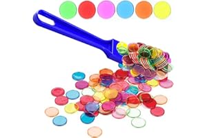 FSTgo Jeton Loto 6 Couleurs Pion Loto Magnétique Jetons de Jeu Transparents 100 Jetons de Bingo Magnet Kit Scientifique pour Les écoles Compteur Mathématique (Canne Bleue)
