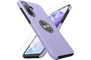 AOUIA für Samsung Galaxy A36 5G Hülle mit 2 Stück Panzerglas, 3-in-1 Set Schutzhülle, 360°Drehbarer Ring Kickstand, Anti-Fingerabdruck Militärstandard Stoßfest Handyhülle für Samsung A36, Veilchen