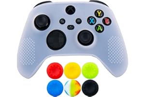 9CDeer 1 Piece of Silicone Protective Cover Skin + 6 Thumb Grips for Xbox Series X/S Controller White