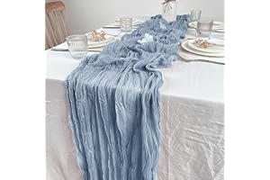 GoldOars Cheesecloth Camino de Mesa Boho Gasa Decoración de Mesa Boda Rústico Claro Lavable Camino de Mesa 158 Pulgadas de Largo para Boda Nupcial Baby Shower Fiesta de Cumpleaños (Gris Azulado)