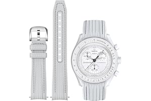 REBANDACE Silikonarmband für Omega X Swatch Speedmaster Moonswatch Uhr, Schnellverschluss, gebogenes Armband für Damen und Herren