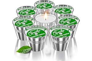 WAXCANPY Candele Citronella Esterno - Set da 8 | Citronella Candele per Esterno | Durata di 120 Ore | Con Olio Naturale di Citronella e Lemongrass | Perfette per Giardino, Campeggio, Viaggi e Altro.