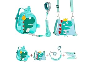 Funsland Szelki bezpieczeństwa dla niemowląt, 4 w 1, obracany o 360°, odporny na zgubienie paska na nadgarstek, plecak dla malucha z lejcami, smycz bezpieczeństwa dla dzieci na spacery i w podróży na