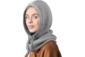 DRESHOW Sombreros de Invierno para Las Mujeres Pasamontañas de Punto Beanie Skull Cap Con Cordón Cálido Sombrero con Capucha Bufanda