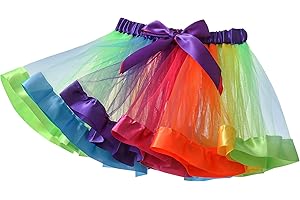 Yealoo Jupe Tutu en Tulle Fille Robe de Danse Classique Ballet Pettiskirt Arc en Ciel Tutu Couches Princesse Costume Petticoat Tutu Elastique