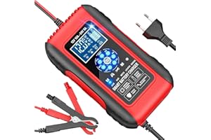 YDBAO Caricabatterie da Auto Moto 10A di Carica 12V/24V LiFePO4 Mantenitore Batteria Schermo LCD intelligente 5 Modalità Mantenitore di Carica Auto per Auto e Moto