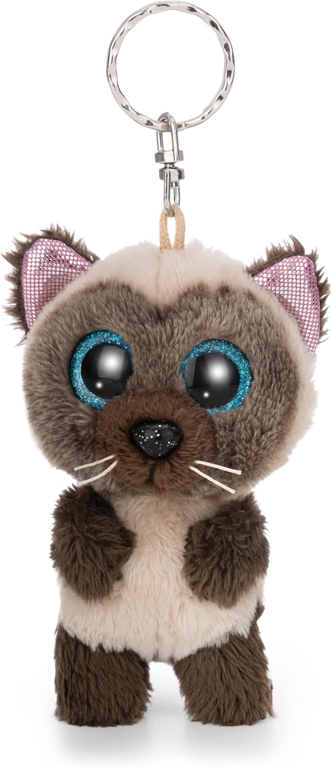 GLUBSCHIS 63020 - Llavero Gato siamés Selma de 9 cm, Beige, Fiel acompañante de Peluche para Mochila o Bolso, Llavero para Grandes y pequeños